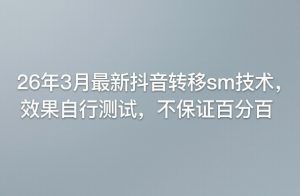 26年3月最新抖音转移sm技术,效果自行测试,不保证百分百-聊项目