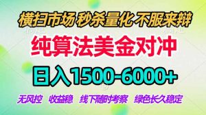 2026美金掘金新风口-纯算法对冲震撼上线!日入1500-6000+,长久合规稳健,轻松摆脱死工资-聊项目