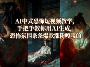 AI中式恐怖短视频教学,手把手教你用AI生成,恐怖氛围条条爆款涨粉嘎嘎的-聊项目