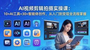 AI 视频剪辑拍摄实操课:10+AI工具+30+智能体创作,从入门到变现全流程掌握-聊项目