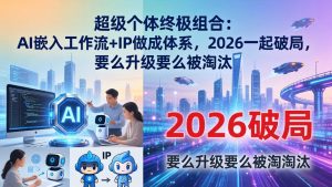 超级个体终极组合：AI嵌入工作流+IP做成体系，2026一起破局，要么升级要么被淘汰-聊项目