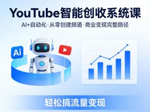 YouTube智能创收系统课,AI+自动化,从零创建YouTube频道并实现商业变现的完整路径,轻松搞流量变现-聊项目