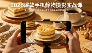 2026爆款手机静物摄影实战课,手机也能拍出商拍感,学会拍出高质感美食商品-聊项目