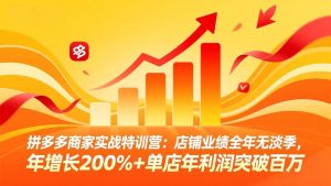 拼多多商家实战特训营:店铺业绩全年无淡季,年增长200%+单店年利润突破百万(26年4月10日更新-聊项目
