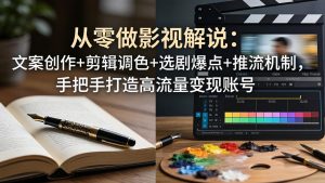 从零做影视解说：文案创作+剪辑调色+选剧爆点+推流机制，手把手打造高流量变现账号-聊项目