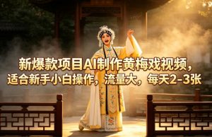 新爆款项目AI制作黄梅戏视频，适合新手小白操作，流量大，每天2-3张-聊项目
