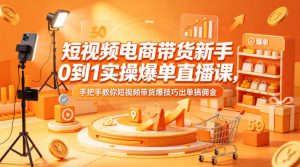 短视频电商带货新手0到1实操爆单直播课，手把手教你短视频带货爆技巧出单搞佣金-聊项目