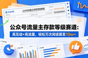 公众号流量主之存款等级赛道,高互动+高流量,轻松达到万次阅读,甚至10w+-聊项目