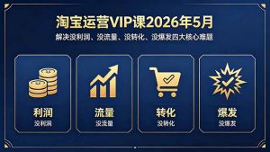 淘宝运营VIP课2026年5月:解决没利润、没流量、没转化、没爆发四大核心难题-聊项目