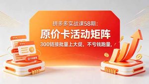 拼多多实战课58期：原价卡活动矩阵，300链接批量上大促，不亏钱跑量-聊项目