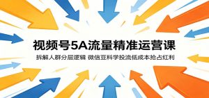 视频号5A流量精准运营课:拆解人群分层逻辑,微信豆科学投流低成本抢占红利-聊项目