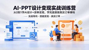 AI·PPT设计变现实战训练营，从0到1学AI设计+派单变现，学完直接接真实订单赚钱-聊项目