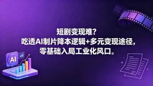 短剧变现难?吃透AI制片降本逻辑+多元变现途径,零基础入局工业化风口-聊项目