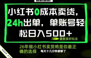 小红书0成本AI卖货，24小时出单，全流程托管，保底日入500+，每天十几分钟就够了【揭秘】-聊项目