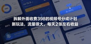 拆解外面收费398的视频号分成计划新玩法,流量很大,每天2张左右收益-聊项目