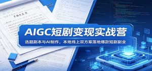 AIGC短剧变现实战营:选题剧本与AI制作,本地线上双方案落地爆款短剧副业-聊项目