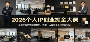 2026个人IP创业掘金大课:汇集多位大咖实战案例,拆解一人公司多路径变现打法-聊项目