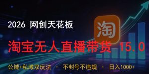 2026网创天花板,淘宝无人直播带货15.0,公域+私域双玩法,日入1k+,不违规不封号【揭秘】-聊项目