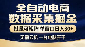 全自动电商数据采集掘金,批量可矩阵单窗口日入30+,无需云机一台电脑开干【揭秘】-聊项目