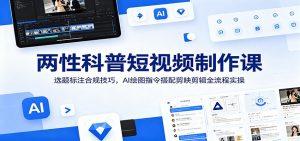 两性科普短视频制作课：选题标注合规技巧，AI绘图指令搭配剪映剪辑全流程实操-聊项目