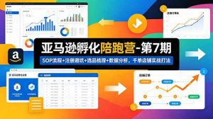亚马逊孵化陪跑营-第7期：SOP流程+注册避坑+选品梳理+数据分析，千单店铺实战打法(更新0625-聊项目