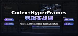 Codex+HyperFrames剪辑实战课：两大AI工具搭配全自动批量生成短视频-聊项目