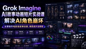 Grok Imagine AI故事动画短片实战课|解决AI角色崩坏,从零制作电影级叙事动画、精剪成片全教程(中英字幕)-聊项目