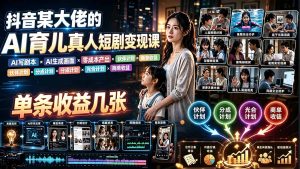 AI育儿真人短剧变现课:AI写剧本×AI生成画面×零成本产出×伙伴计划×分成计划×光合计划×商单收徒-聊项目