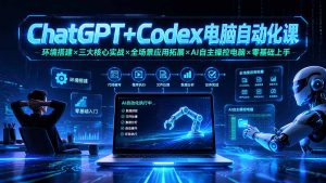 ChatGPT+Codex电脑自动化课：环境搭建×三大核心实战×全场景应用拓展×AI自主操控电脑×零基础上手-聊项目