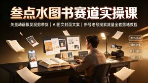 叁点水图书赛道实操课|矢量动画银发混剪带货,AI图文封面文案,新号老号搜索流量全套落地教程-聊项目