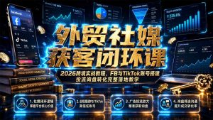 外贸社媒获客闭环课|2026跨境实战教程,FB与TikTok账号搭建投流询盘转化完整落地教学-聊项目