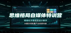 思维格局自媒体特训营:精细化字幕视觉设计教学,AI提示词批量产出优质内容-聊项目