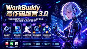WorkBuddy写作陪跑营3.0-更新:Ai智能体创建写作Skill×WorkBuddy×人工手写模式×去除AI痕迹×头条公众号百家号-聊项目