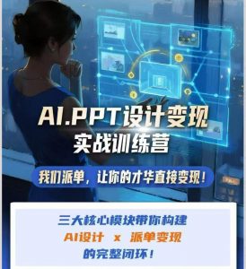 AI+PPT设计变现实战训练营,我们派单,让你的才华直接变现,三大核心模块带你构建Al设计x派单变现的完整闭环-聊项目