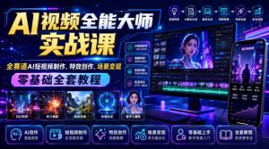 AI视频全能大师实战课|全赛道AI短视频制作、特效创作、场景变现零基础全套教程-聊项目