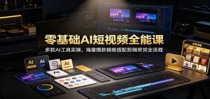 零基础AI短视频全能课:多款AI工具实操,海量爆款模板搭配剪辑带货全流程-聊项目