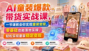AI童装爆款带货实战课，一节课教会你实现童装变现，零基础也能落地实操-聊项目