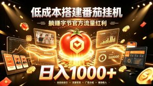 低成本搭建番茄挂G,躺賺字节官方流量红利,日入1k+,全程傻瓜式落地【揭秘】-聊项目