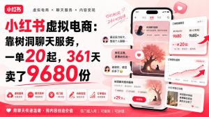 小红书虚拟电商:靠树洞聊天服务,一单20起,361天卖了9680份-聊项目
