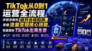 TikTok从0到1运营全流程,手把手教你避开合规陷阱,掌握流量变现核心技能,快速落地TikTok出海生意(更新8月)-聊项目