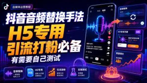 抖音音频替换手法H5专用，引流打粉必备，有需要自己测试-聊项目