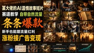 某大佬的AI温情故事短片赛道教学,自带自然流量,条条爆款,新手也能蹭流量红利,涨粉接广告变现-聊项目