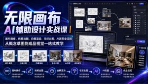 无限画布AI辅助设计实战课|画布操作、线稿出图、白模渲染、毛坯出图、AI改图全流程,从概念草图到成品视觉一站式教学-聊项目