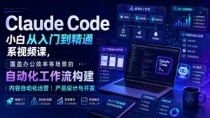 Claude Code小白从入门到精通系视频课,覆盖办公效率等场景的自动化工作流构建|内容自动化运营|产品设计与开发-聊项目