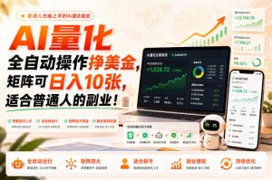 AI量化全自动操作挣美金，矩阵可日入10张，适合普通人的副业！【揭秘】-聊项目