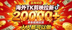 海外TK拉新最新玩法,剪映就能做,不用经验不用粉丝,单条视频收益上限2W+-聊项目