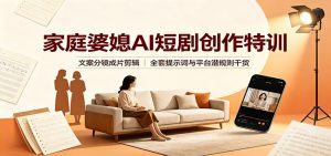 家庭婆媳AI短剧创作特训:文案分镜成片剪辑,全套提示词与平台潜规则干货-聊项目