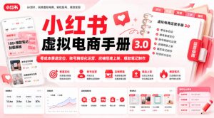 小红书虚拟电商手册3.0,零成本赛道定位、账号精细化运营、店铺搭建上架、爆款笔记制作-聊项目