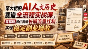 某大佬的AI人文历史赛道全流程实战课,零基础抓住赛道长期流量红利,实现稳定副业增收-聊项目